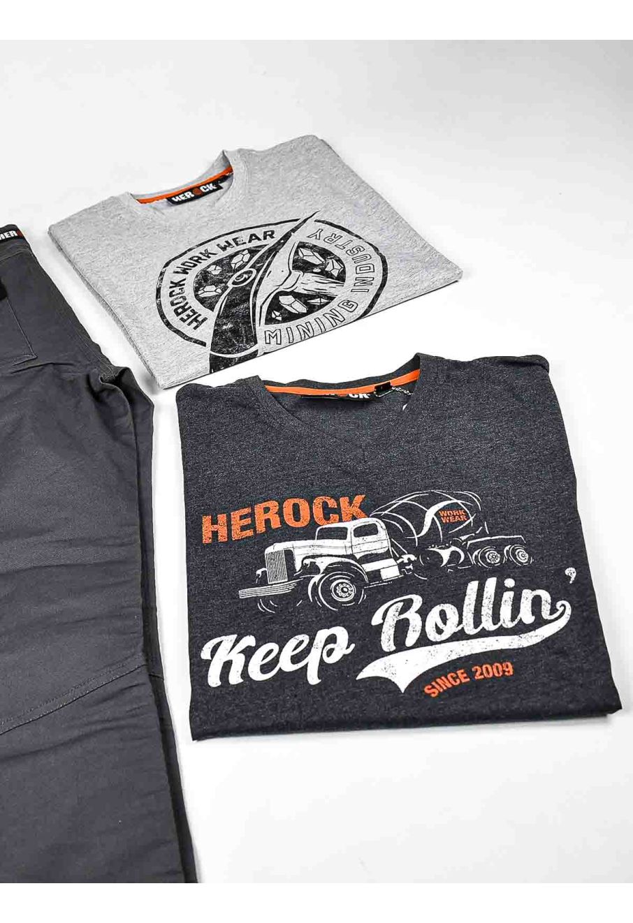 Logo Gray Rollin Work Herock Heather - Grapich T-Shirt