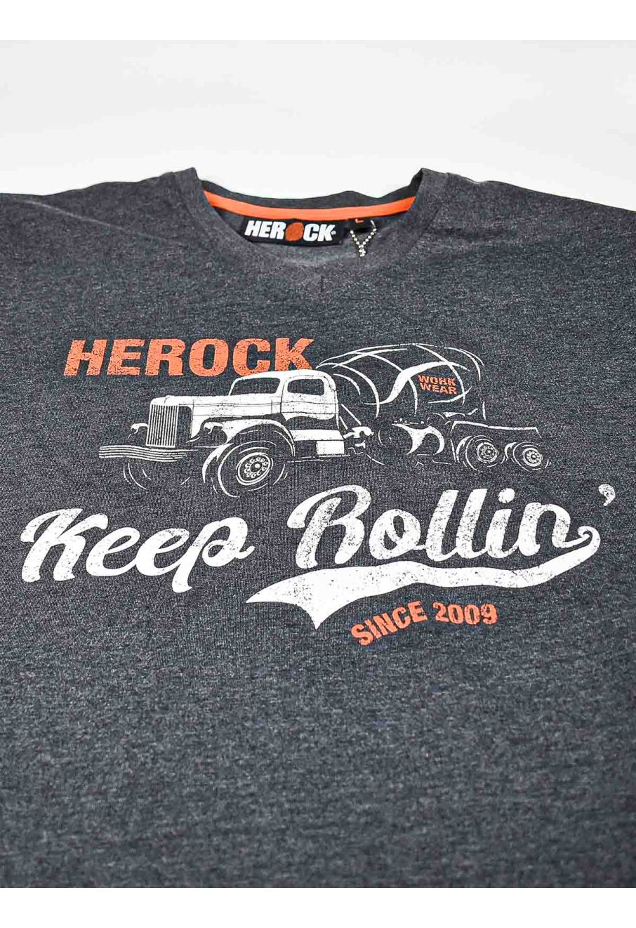 Gray Rollin Herock Logo - Work Heather Grapich T-Shirt