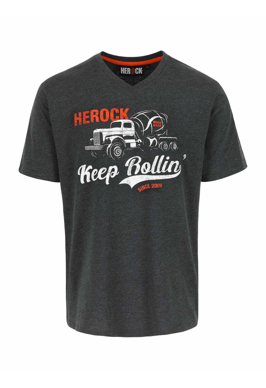 Rollin Heather Gray Work T-Shirt Herock Grapich Logo -