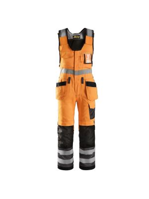 Snickers 0213 Craftsmen, One-PieceTrousers with Holster Pockets High-Visibility, Class 2 - High Vis Orange/ Muted Black