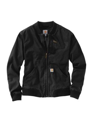 102524 Women's Work Jacket Canvas Rugged Flex Carhartt 71workx Black 001 front