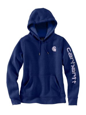 102791 Women′s Hoodie with Sleeve Logo - Scout Blue Heather H53 - Carhartt - front