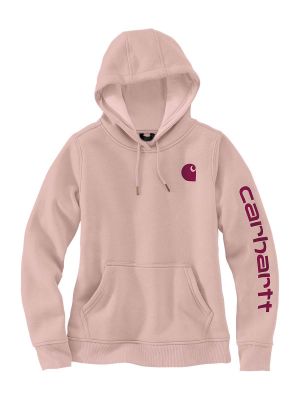 102791 Women's Hoodie with Sleeve Logo Ash Rose P15 Carhartt 71workx front