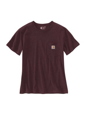 103067 Women's Work T-shirt Pocket - Deep Wine 643 - Carhartt - front