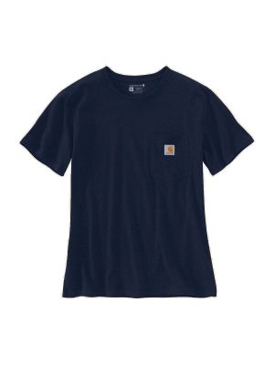 103067 Women's Work T-shirt Pocket - Navy 412 - Carhartt - front