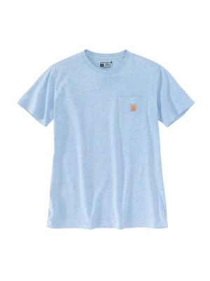 103067 Women's Work T-shirt Pocket - Powder Blue Nep H67 - Carhartt - front