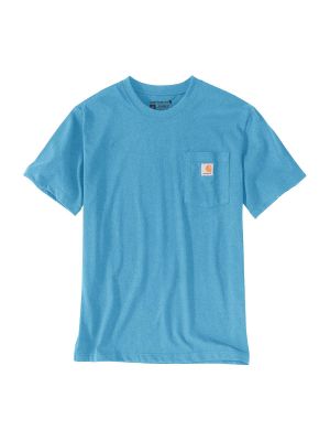 103296 T-shirt Short Sleeve with Pocket - Blue Lagoon HTHR H54 - Carhartt - front