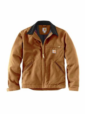 103828 Work Jacket Duck Detroit Fleece Lining - Carhartt Brown BRN - front
