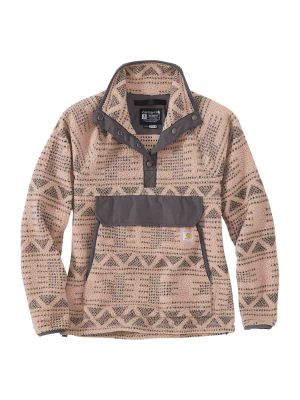 104922 Women's Work Jacket Fleece Warm Taupe Geometric Print  B39 Carhartt 71workx front