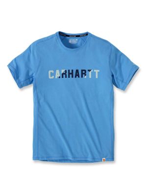 105203 Work T-shirt Block Logo Graphic Carhartt 71workx Azure Blue HA6 front