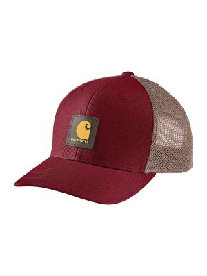 105216 Cap Twill Mesh Logo Patch Carhartt 646 Red Carnation 71workx front