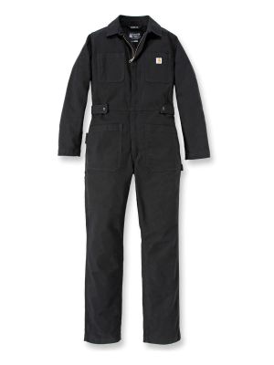 105322 Women's Coverall Canvas Stretch Black N04 Carhartt 71workx front