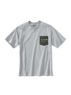 105352 Work T-shirt Camo Graphic Print Pocket - Heather Grey HGY - Carhartt - front