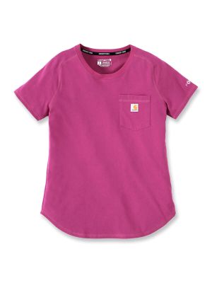105415 Women's Work T-shirt Pocket Force Carhartt 71workx Magenta Agate P37 front