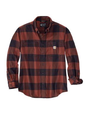 105432 Work Shirt Flannel Plaid Stretch Carhartt Mineral Red R25 71workx front