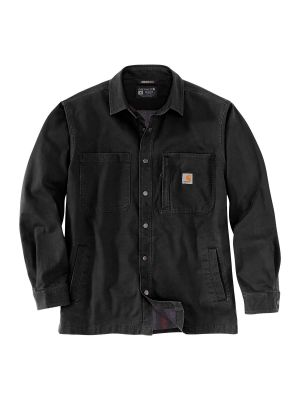 105532 Work Shirt Jacket Stretch Canvas Fleece Black N04 71workx front