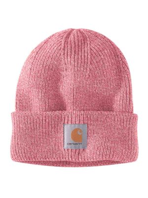 105560 Hat Rib Knit Acrylic Beanie P27 Pink Salt Carhartt 71workx front