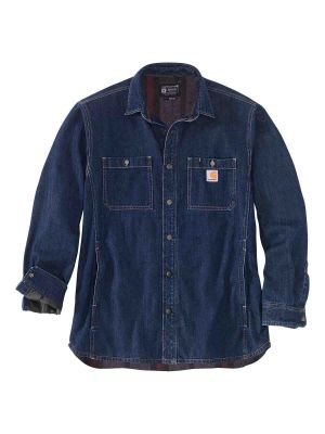 105605 Work Shirt Jacket Denim Lined Glacier H84 71workx front