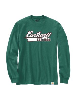 105612 Work T-shirt Long Sleeve Script Graphic - North Woods Heather G55 - Carhartt - front