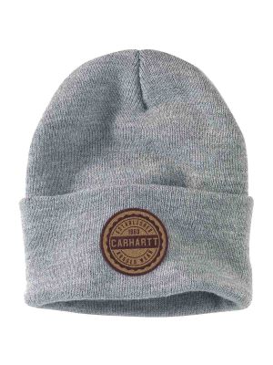 105614 Hat Beanie Patch Knit Rugged Wear - Heather Grey HGY - Carhartt - front