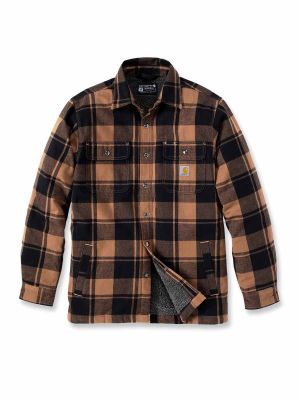 105939 Lumberjack Shirt Flannel Sherpa Carhartt 71workx Brown 211 front