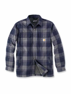 105939 Lumberjack Shirt Flannel Sherpa Carhartt 71workx Navy 412 front