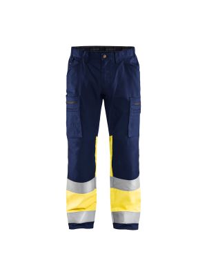 High Vis Trouser With Stretch 1551 Marine/High Vis Geel - Blåkläder