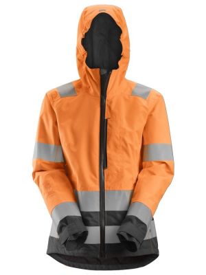 Snickers 1347 AllroundWork, Women's High-Vis Waterproof Shell Jacket, Class 2/3 - High Vis Orange