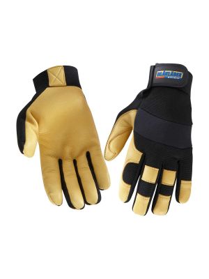 2239-3923 Work Gloves Lined Leather - 9933 Black/Vis Yellow - Blåkläder - front