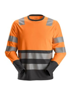 Snickers 2433 AllroundWork, High-Vis T-Shirt l/s, Class 2 - High Vis Orange/Steel Grey