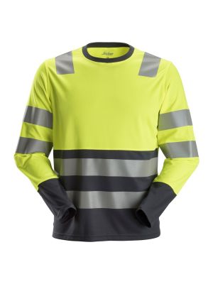 Snickers 2433 AllroundWork, High-Vis T-Shirt l/s, Class 2 - High Vis Yellow/Steel Grey