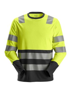 2433 High Vis Work T-shirt Class 2 Snickers Yellow Black 6604 71workx front