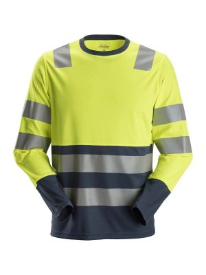 2433 High Vis Work T-shirt Class 2 Snickers Yellow Navy 6695 71workx front