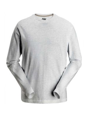 2496 Work T-shirt Long-Sleeve Snickers Grey Melange 2800 71workx front