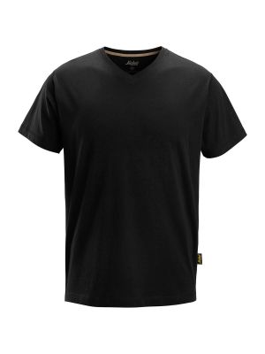 2512 Work T-shirt V-Neck Snickers Black 0400 71workx front
