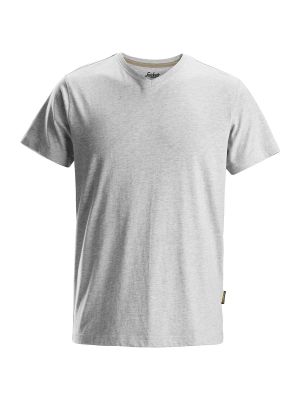 2512 Work T-shirt V-Neck Snickers Grey Melange 2800 71workx front