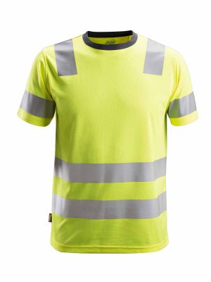 2530 High Vis Work T-shirt Class 2 Snickers Yellow 6600 71workx front