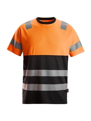 2535 High Vis Work T-shirt Class 1 Snickers Black Orange 0455 71workx front