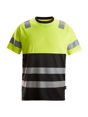 2535 High Vis Work T-shirt Class 1 Snickers Black Yellow 0466 71workx front