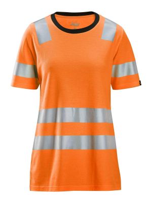 2537 Women's High Vis Work T-shirt Class 2 Snickers 71workx High Vis Orange 5500 front