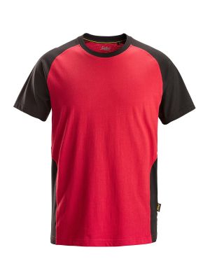 2550 Work T-shirt Two Tone Snickers Chili Red Black 1604 71workx front
