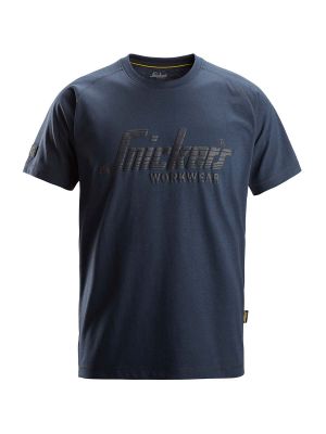 2590 Work T-shirt Logo Snickers Dark Navy Melange 4500 71workx front