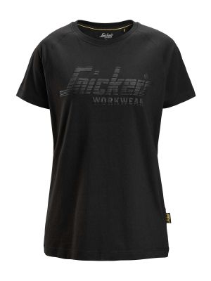 2597 Women's Work T-shirt Logo Snickers Black 0400 71workx front