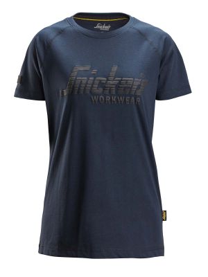2597 Women's Work T-Shirt Logo Snickers Dark Navy Melange 4500 71workx front