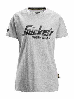 2597 Women's Work T-shirt Logo Snickers Grey Melange 2800 71workx front