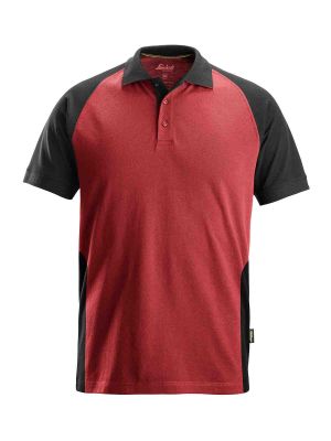 2750 Work Polo Shirt Two-Coloured Snickers Chili Red Black 1604 71workx front