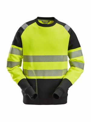 2831 High Vis Work Sweater Class 1 Yellow Black 6604 Snickers 71workx front