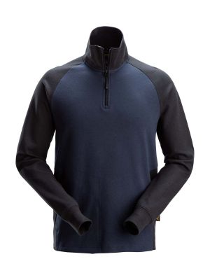 2841 Work Sweater Two-Tone Half-Zip  Snickers 71workx  Navy Black 9504 front 