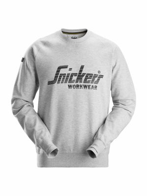 2892 Work Sweater Logo Snickers Grey Melange 2800 71workx front