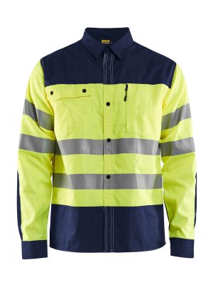 3255-1817 High Vis Work Shirt 3389 Navy/Yellow Blåkläder 71Workx Front